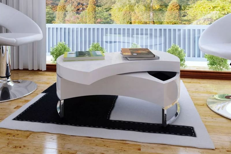 Soffbord justerbar form högglans vit - Vit - Soffbord - Bord