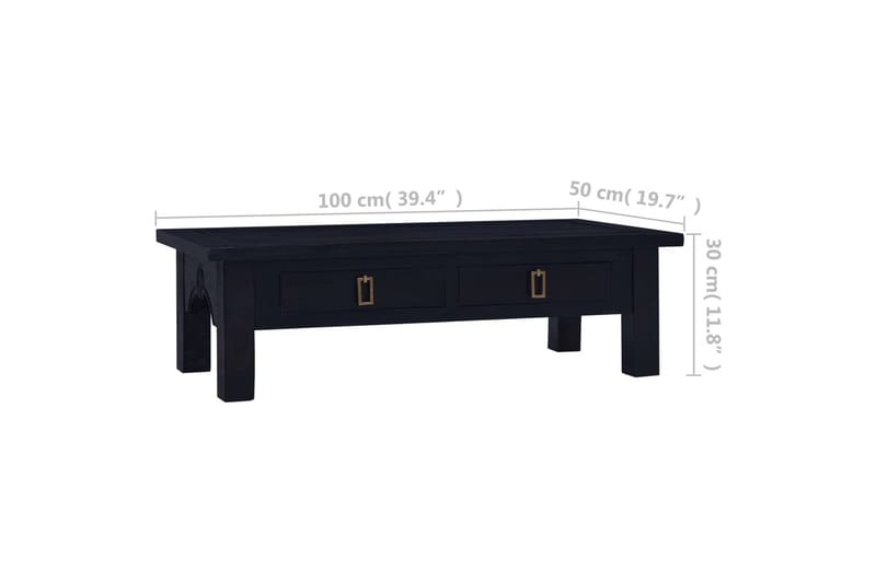 Soffbord ljus svart 100x50x30 cm massiv mahogny - Svart - Soffbord - Bord