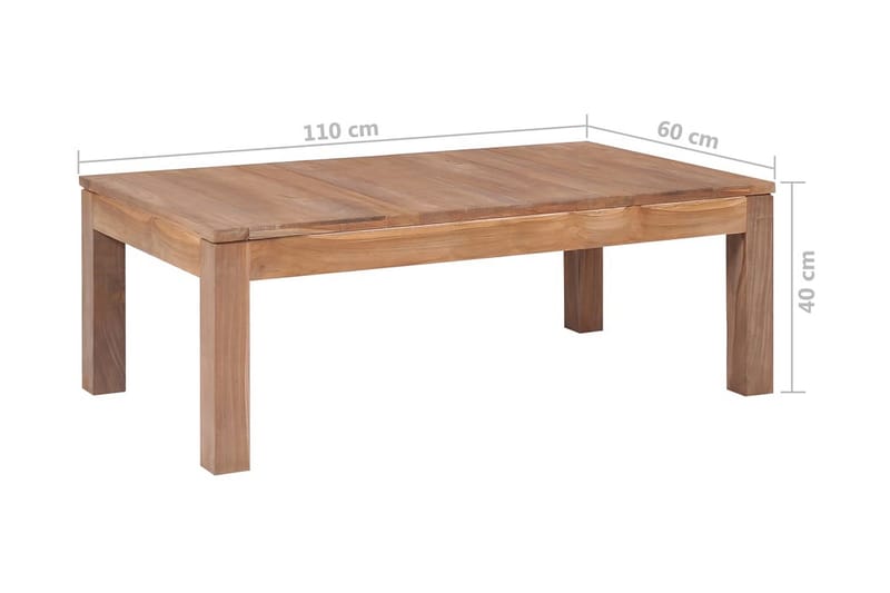 Soffbord massiv teak med naturlig finish 110x60x40 cm - Brun - Soffbord - Bord
