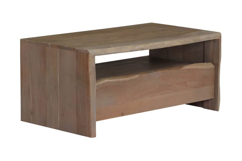 Soffbord massivt akaciaträ levande kant 90x50x40 cm grå - Grå - Soffbord - Bord