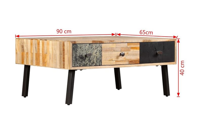 Soffbord massivt återvunnet teakträ 90x65x40 cm - Brun - Möbler - Vardagsrum - Soffbord & vardagsrumsbord - Soffbord