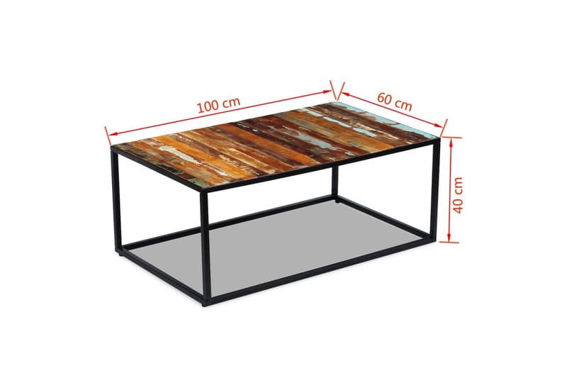 Soffbord massivt återvunnet trä 100x60x40 cm - Flerfärgad - Möbler - Vardagsrum - Soffbord & vardagsrumsbord - Soffbord