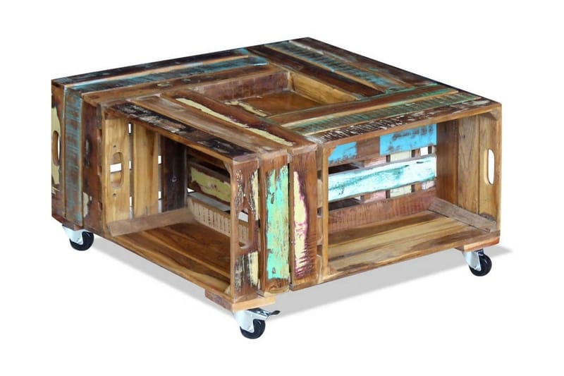 Soffbord massivt återvunnet trä 70x70x35 cm - Flerfärgad - Soffbord - Bord