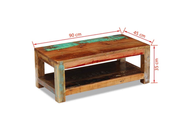 Soffbord massivt återvunnet trä 90x45x35 cm - Brun - Möbler - Vardagsrum - Soffbord & vardagsrumsbord - Soffbord