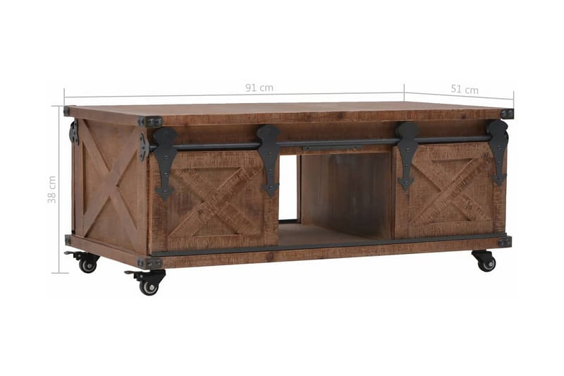 Soffbord massivt granträ 91x51x38 cm brun - Brun - Bord - Soffbord