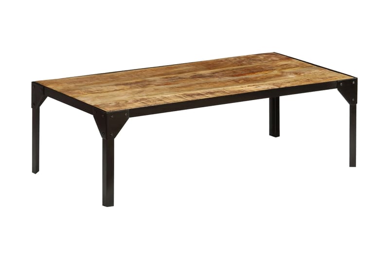 Soffbord massivt grovt mangoträ och stål 110 cm - Brun - Möbler - Vardagsrum - Soffbord & vardagsrumsbord - Soffbord