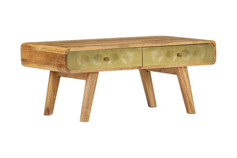 Soffbord massivt mangoträ 90x50x40 cm - Guld - Möbler - Vardagsrum - Soffbord & vardagsrumsbord - Soffbord
