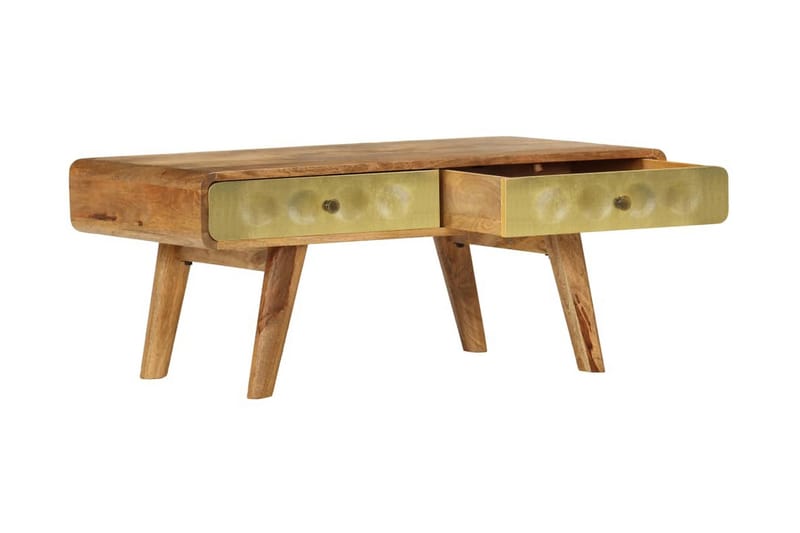 Soffbord massivt mangoträ 90x50x40 cm - Guld - Möbler - Vardagsrum - Soffbord & vardagsrumsbord - Soffbord