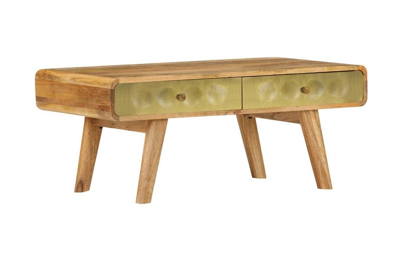 Soffbord massivt mangoträ 90x50x40 cm - Guld - Möbler - Vardagsrum - Soffbord & vardagsrumsbord - Soffbord