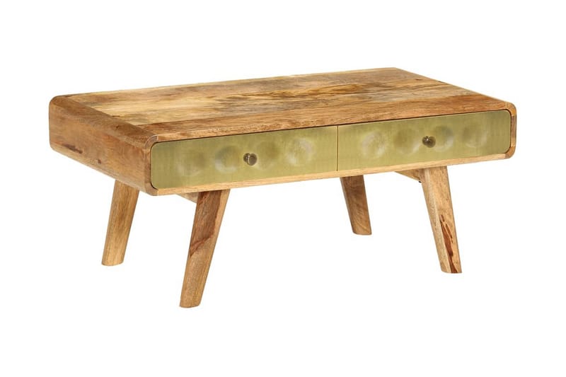 Soffbord massivt mangoträ 90x50x40 cm - Guld - Möbler - Vardagsrum - Soffbord & vardagsrumsbord - Soffbord