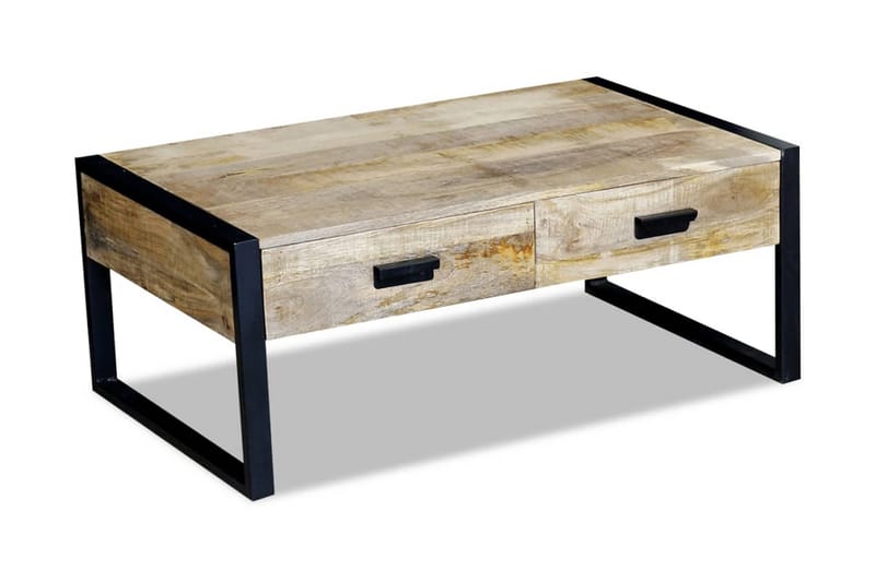 Soffbord med 2 lådor massivt mangoträ 100x60x40 cm - Brun - Möbler - Vardagsrum - Soffbord & vardagsrumsbord - Soffbord