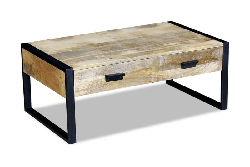 Soffbord med 2 lådor massivt mangoträ 100x60x40 cm - Brun - Möbler - Vardagsrum - Soffbord & vardagsrumsbord - Soffbord