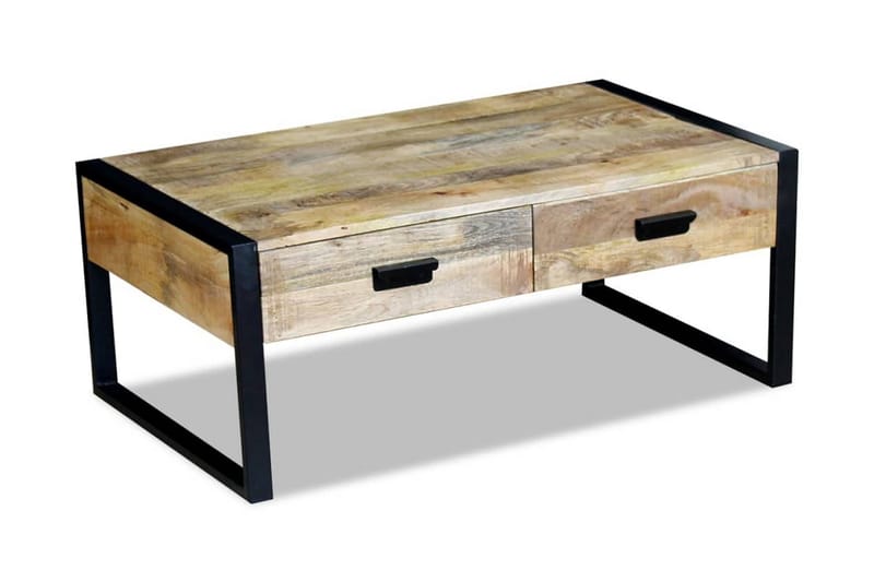Soffbord med 2 lådor massivt mangoträ 100x60x40 cm - Brun - Möbler - Vardagsrum - Soffbord & vardagsrumsbord - Soffbord