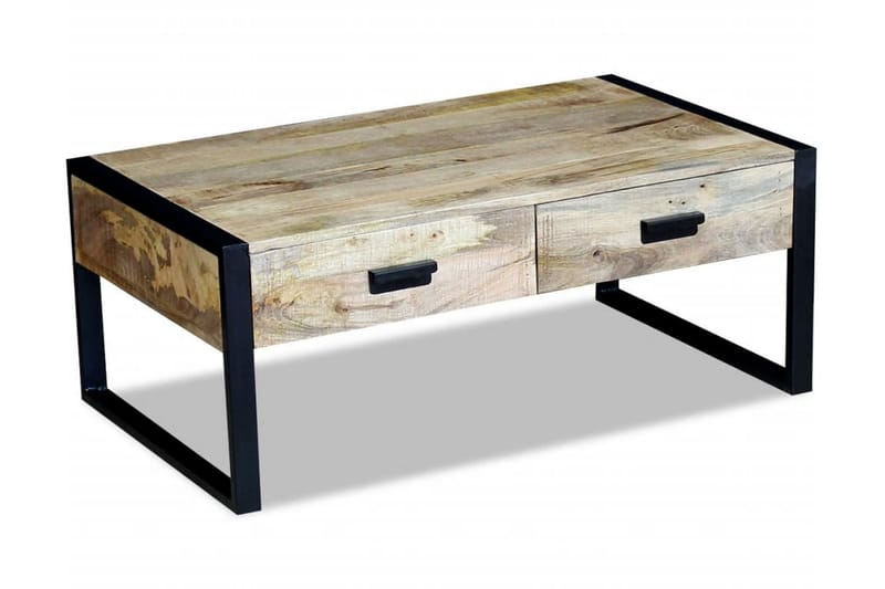 Soffbord med 2 lådor massivt mangoträ 100x60x40 cm - Brun - Möbler - Vardagsrum - Soffbord & vardagsrumsbord - Soffbord