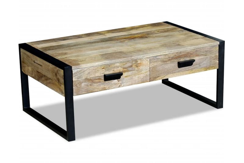 Soffbord med 2 lådor massivt mangoträ 100x60x40 cm - Brun - Möbler - Vardagsrum - Soffbord & vardagsrumsbord - Soffbord