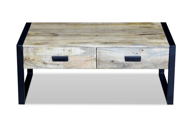 Soffbord med 2 lådor massivt mangoträ 100x60x40 cm - Brun - Soffbord - Bord
