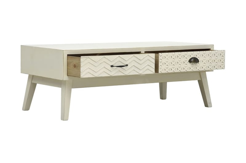 Soffbord med 2 lådor sniderier grå 110x50x40 cm trä - Grå - Soffbord - Bord