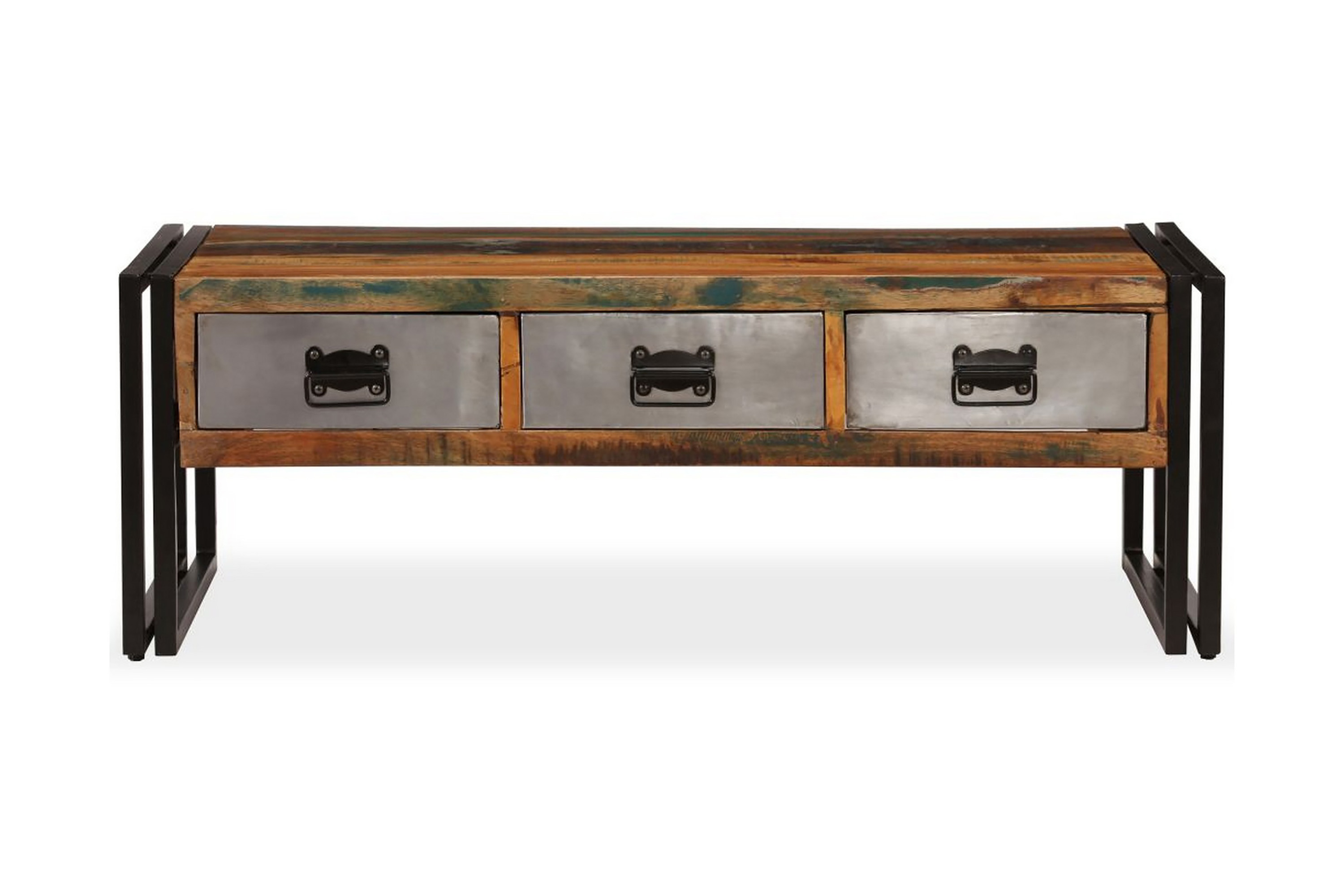 Soffbord med 3 lådor massivt återvunnet trä 100x50x35 cm – Brun