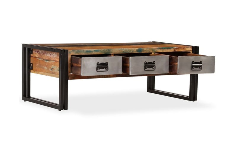 Soffbord med 3 lådor massivt återvunnet trä 100x50x35 cm - Brun - Soffbord - Bord