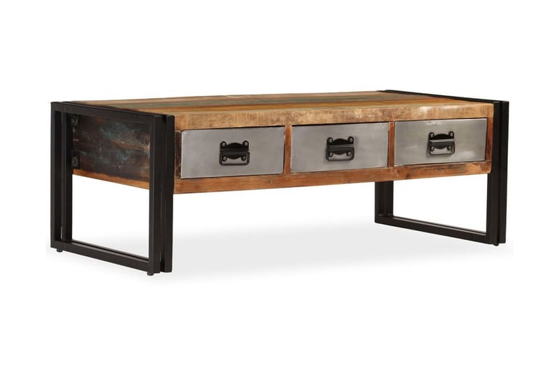 Soffbord med 3 lådor massivt återvunnet trä 100x50x35 cm - Brun - Möbler - Vardagsrum - Soffbord & vardagsrumsbord - Soffbord