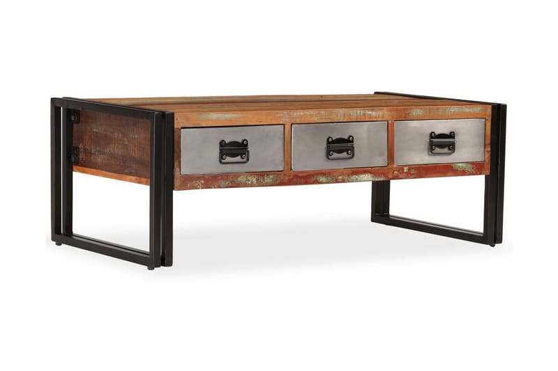 Soffbord med 3 lådor massivt återvunnet trä 100x50x35 cm - Brun - Soffbord - Bord