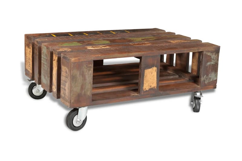 Soffbord med 4 hjul återvunnet trä - Brun - Bord - Soffbord