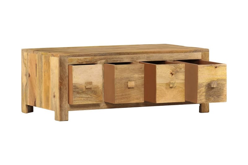 Soffbord med 4 lådor 90x50x35 cm massivt mangoträ - Brun - Möbler - Vardagsrum - Soffbord & vardagsrumsbord - Soffbord