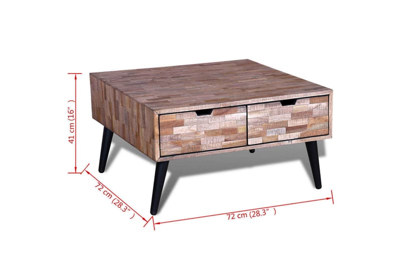 Soffbord med 4 lådor återvunnen teak - Flerfärgad - Bord - Soffbord