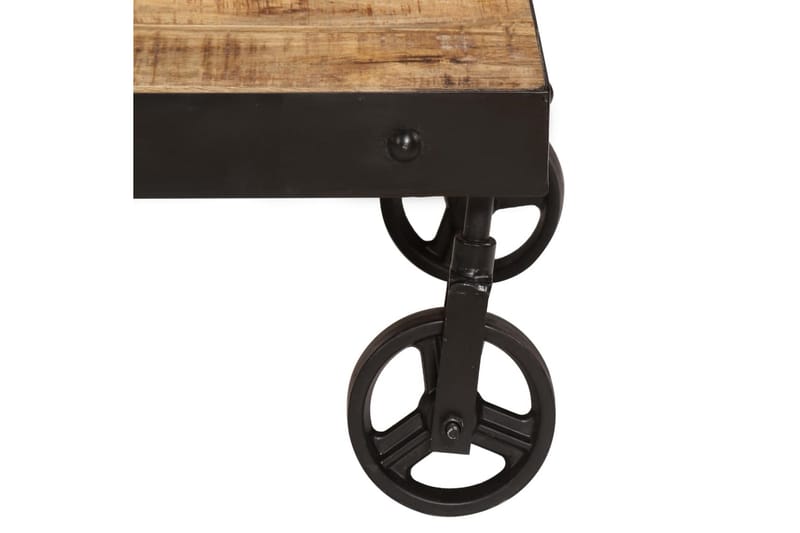 Soffbord med hjul massivt mangoträ 100x60x26 cm - Brun - Soffbord - Bord