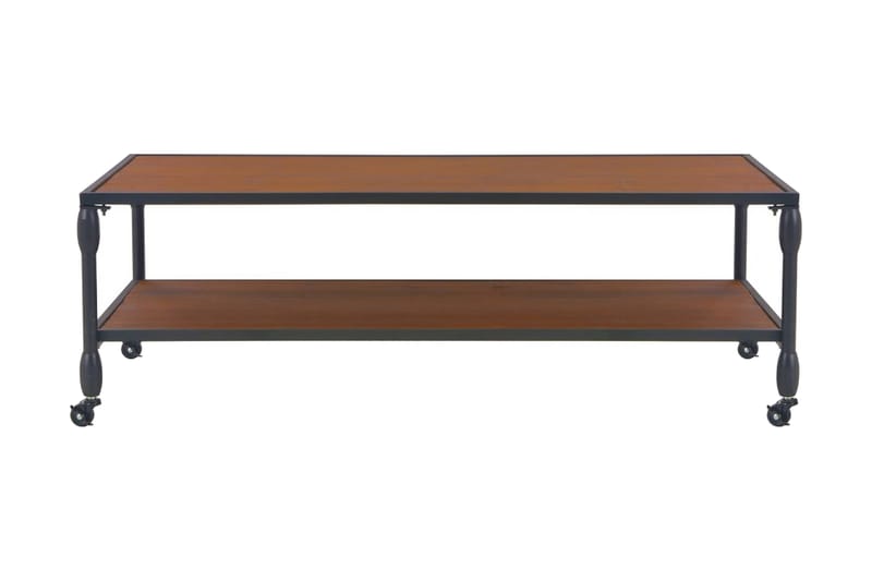 Soffbord med hylla 120x60x40 cm massivt granträ - Valnötsbrun - Bord - Soffbord
