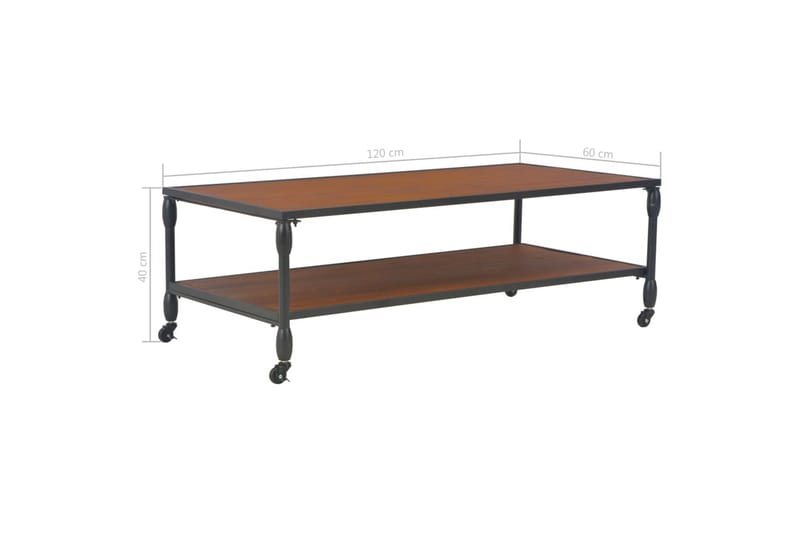 Soffbord med hylla 120x60x40 cm massivt granträ - Valnötsbrun - Soffbord - Bord