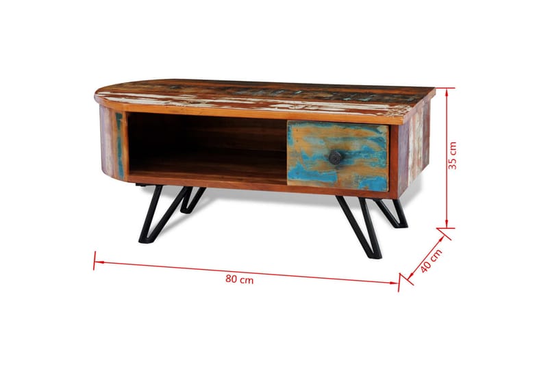 Soffbord med järnben massivt återvunnet trä - Brun - Soffbord - Bord
