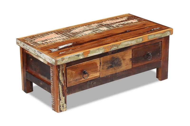 Soffbord med lådor massivt återvunnet trä 90x45x35 cm - Brun - Soffbord - Bord