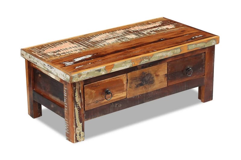 Soffbord med lådor massivt återvunnet trä 90x45x35 cm - Brun - Möbler - Vardagsrum - Soffbord & vardagsrumsbord - Soffbord