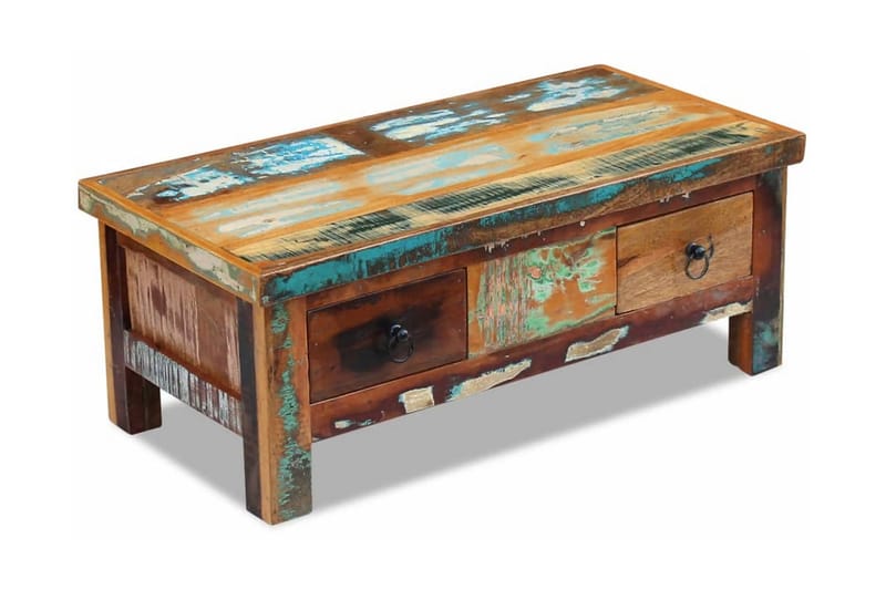 Soffbord med lådor massivt återvunnet trä 90x45x35 cm - Brun - Soffbord - Bord