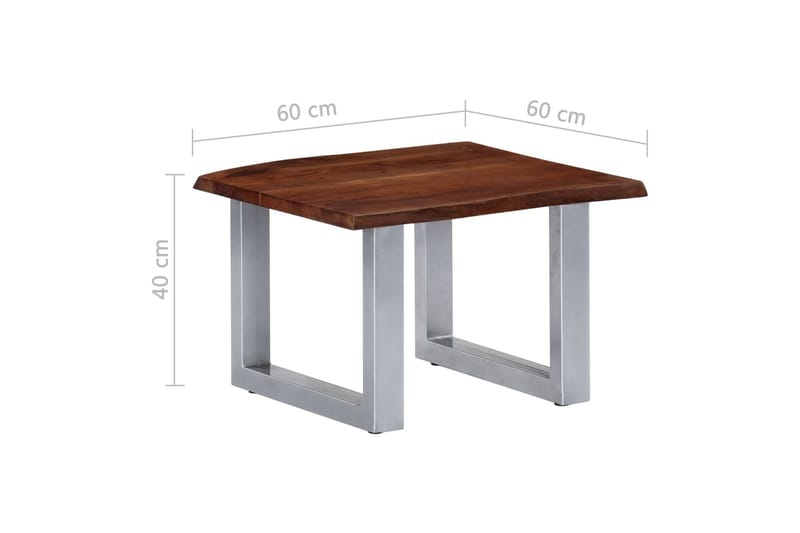 Soffbord med levande kanter 60x60x40 cm massivt akaciaträ - Brun - Soffbord - Bord