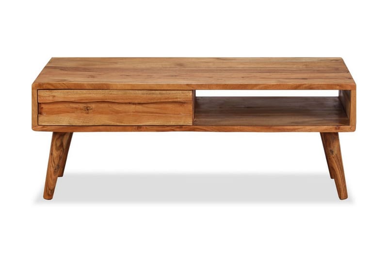 Soffbord med snidad låda massivt trä 100x50x40 cm - Bord - Soffbord