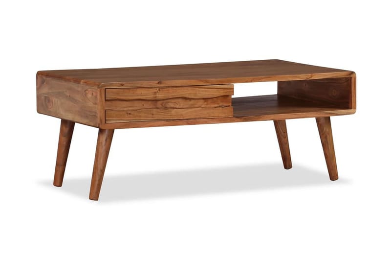 Soffbord med snidad låda massivt trä 100x50x40 cm - Brun - Möbler - Vardagsrum - Soffbord & vardagsrumsbord - Soffbord