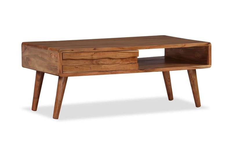 Soffbord med snidad låda massivt trä 100x50x40 cm - Brun - Soffbord - Bord