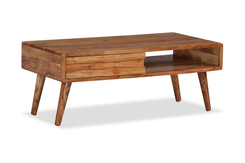 Soffbord med snidad låda massivt trä 100x50x40 cm - Brun - Möbler - Vardagsrum - Soffbord & vardagsrumsbord - Soffbord