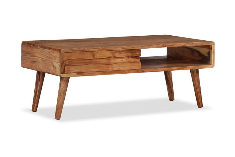Soffbord med snidad låda massivt trä 100x50x40 cm - Brun - Möbler - Vardagsrum - Soffbord & vardagsrumsbord - Soffbord