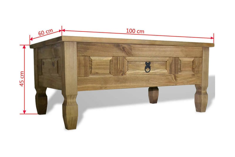Soffbord mexikansk Coronastil furu 100x60x45 cm - Brun - Möbler - Vardagsrum - Soffbord & vardagsrumsbord - Soffbord