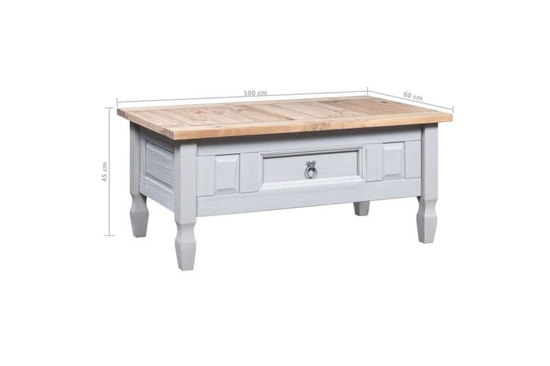 Soffbord mexikansk coronastil furu grå 100x60x45 cm - Grå - Möbler - Vardagsrum - Soffbord & vardagsrumsbord - Soffbord