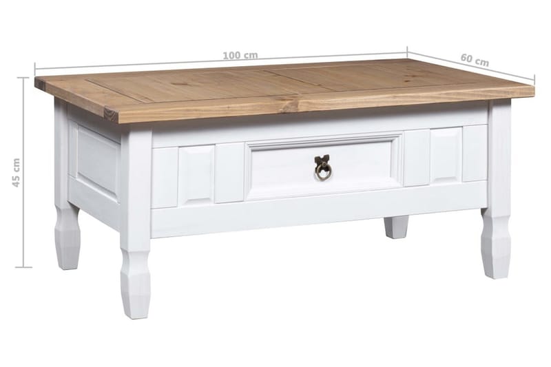 Soffbord mexikansk coronastil furu vit 100x60x45 cm - Vit - Möbler - Vardagsrum - Soffbord & vardagsrumsbord - Soffbord
