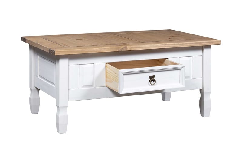 Soffbord mexikansk coronastil furu vit 100x60x45 cm - Vit - Möbler - Vardagsrum - Soffbord & vardagsrumsbord - Soffbord