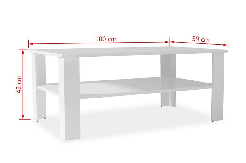 Soffbord spånskiva 100x59x42 cm vit - Vit - Soffbord - Bord