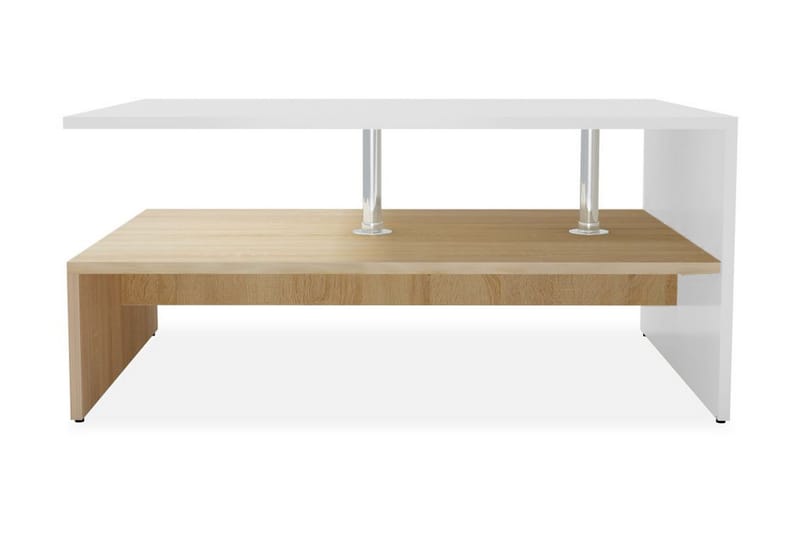 Soffbord spånskiva 90x59x42 cm ekfärg och vit - Vit - Soffbord - Bord
