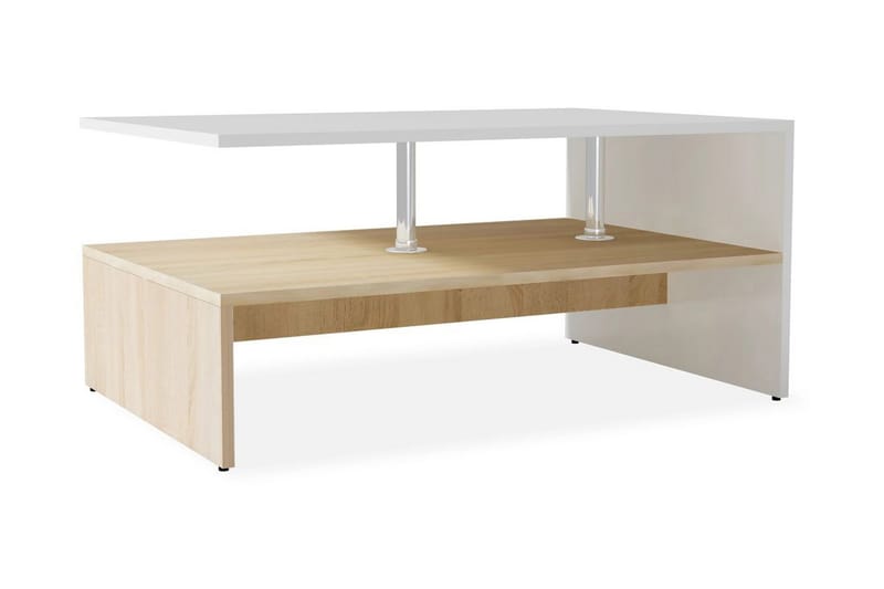 Soffbord spånskiva 90x59x42 cm ekfärg och vit - Vit - Möbler - Vardagsrum - Soffbord & vardagsrumsbord - Soffbord