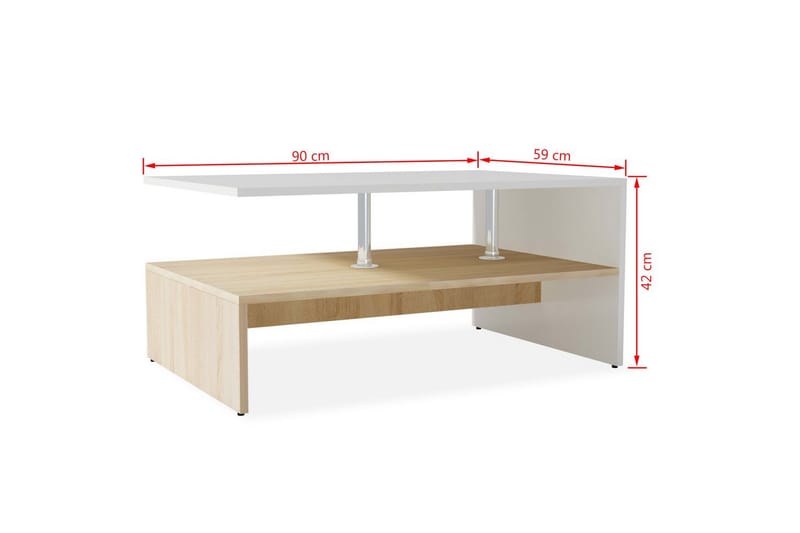 Soffbord spånskiva 90x59x42 cm ekfärg och vit - Vit - Möbler - Vardagsrum - Soffbord & vardagsrumsbord - Soffbord
