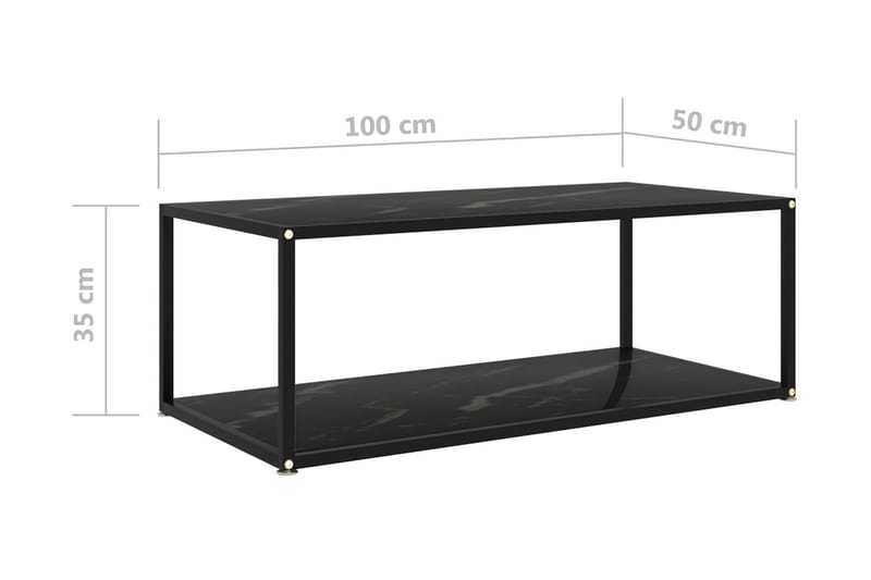 Soffbord svart 100x50x35 cm härdat glas - Svart - Marmorbord - Soffbord - Bord